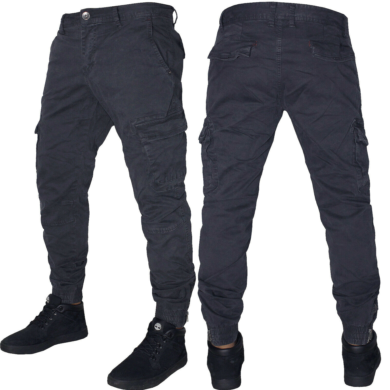 Pantaloni Uomo Cargo Slim Fit elasticizzati con Tasconi Multitasche nuovo